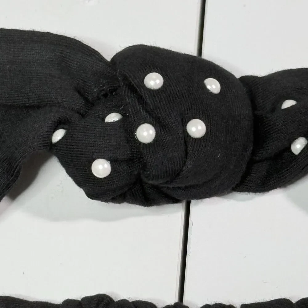 SOLD NWT Lele Sadoughi Black Pearl Dot Headband and Face Mask Set Gossip Girl OS - Picture 4 of 8